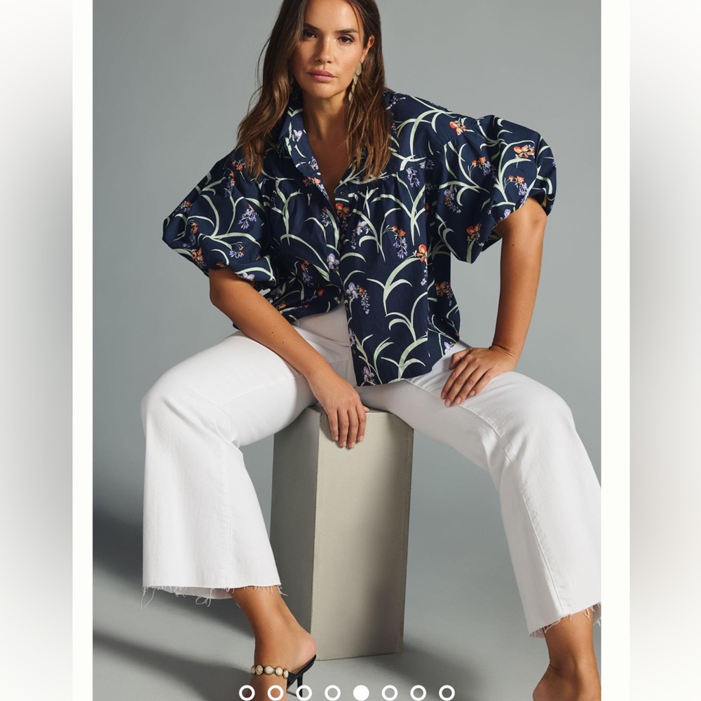 Maeve The Zooey Bubble-Sleeve Blouse
